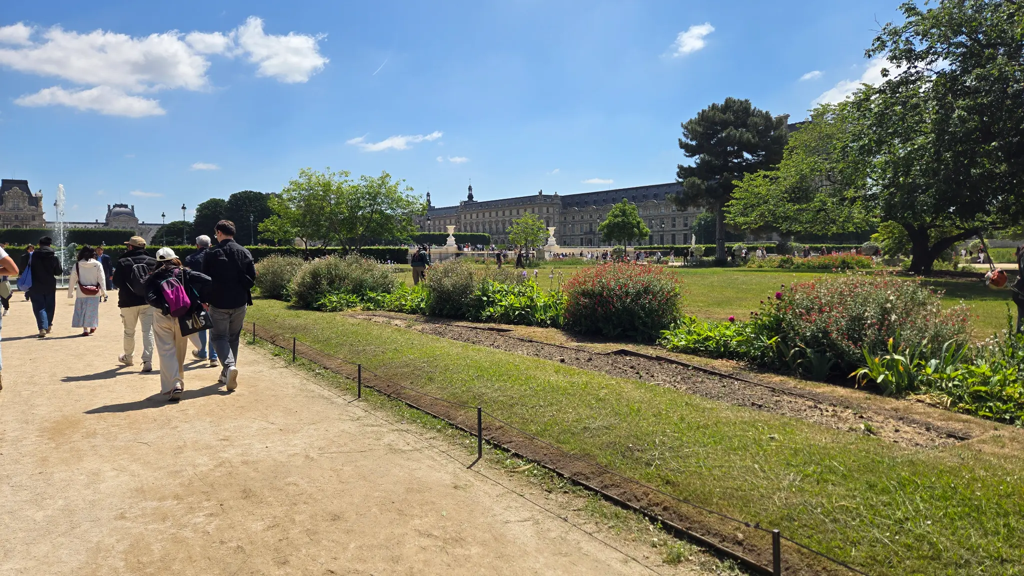 Luxembourg Gardens in Paris with beautiful flowers and greenery